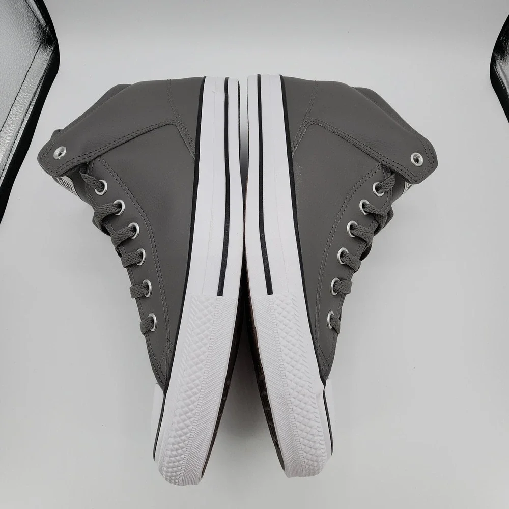 Chuck‎ Taylor All Star High Street Faux-Leather Shoes Mens 13 Sharkskin Gray NEW